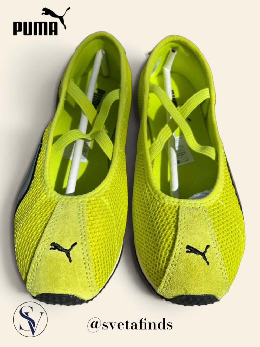 BNIB Puma H-Street Ballet Flats Lime Smash / Silver Women's Size 38.5 (US 8)